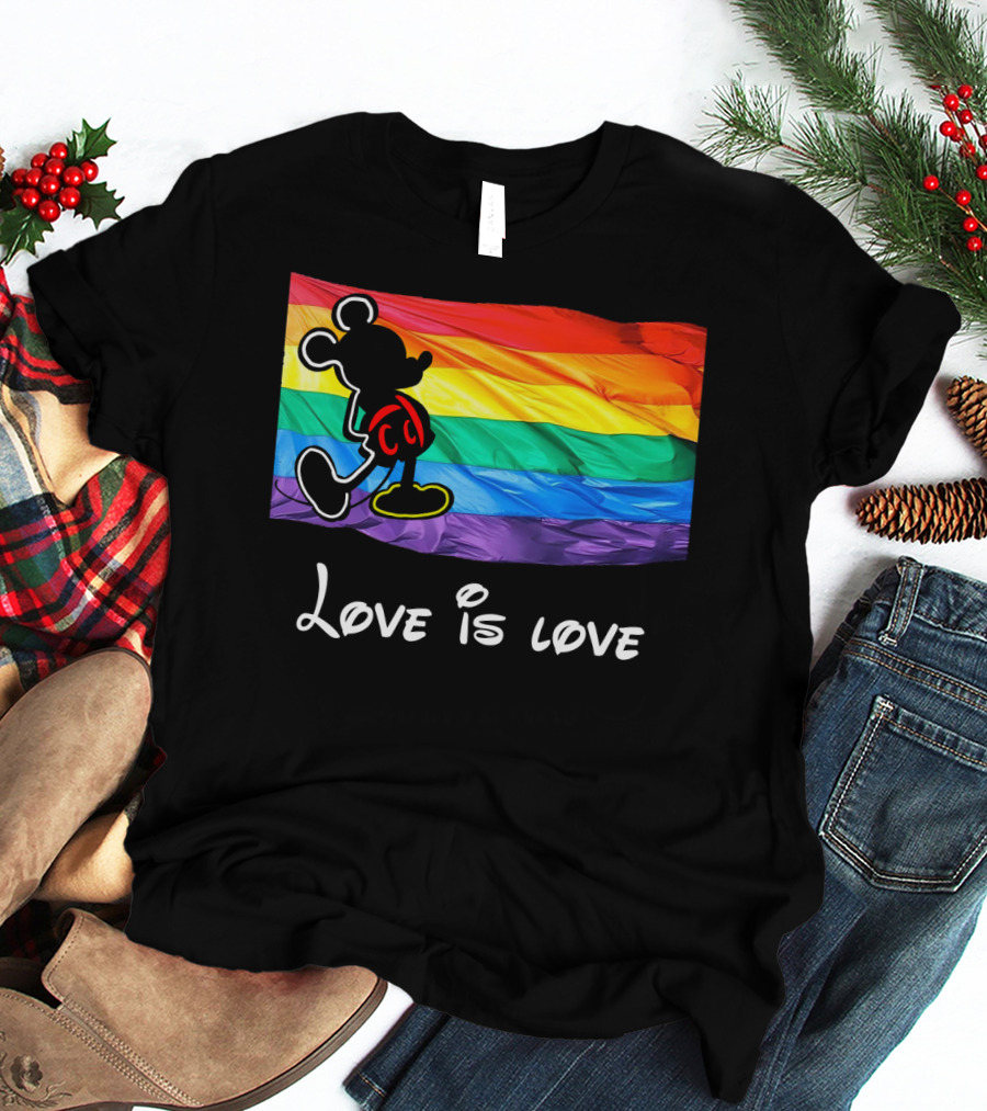 Mickey Love Is Love Rainbow Flag T-Shirt