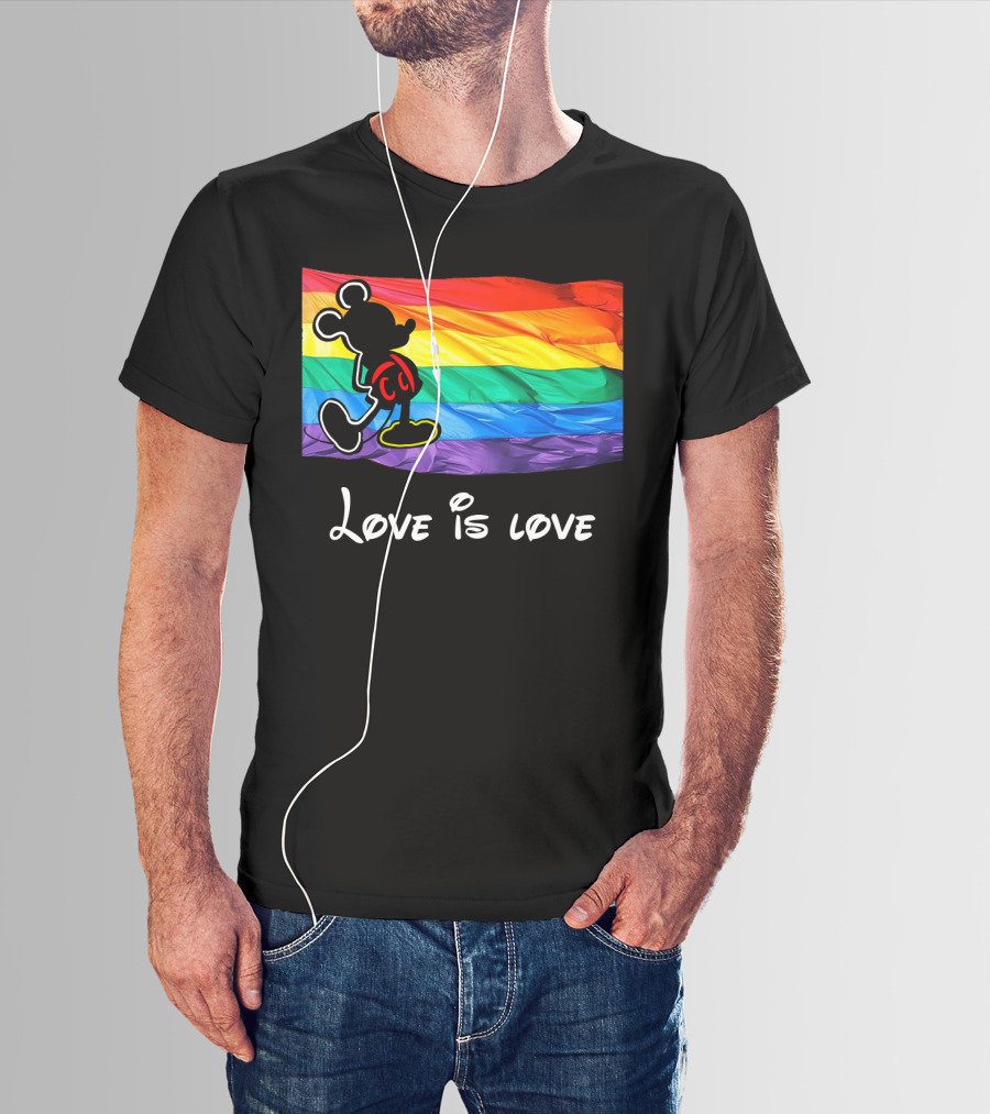 Mickey Love Is Love Rainbow Flag T-Shirt