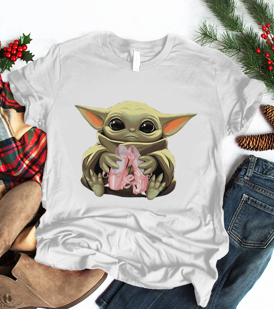 Baby Yoda Holding Ballet Shoes T-Shirt