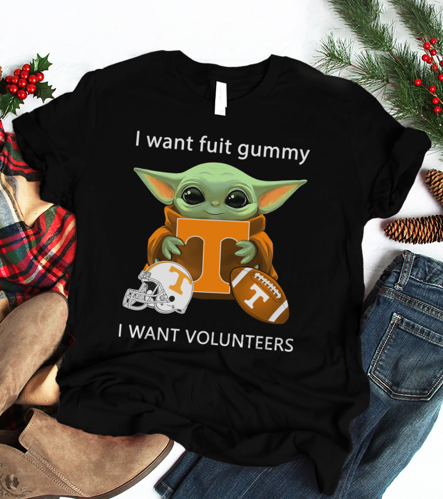 I Want Fuit Gummy T Volunteers Helmet Football Baby Yoda T-Shirt