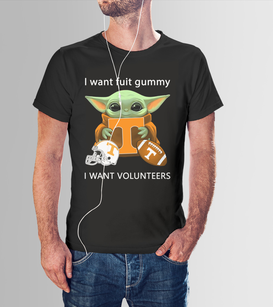 I Want Fuit Gummy T Volunteers Helmet Football Baby Yoda T-Shirt