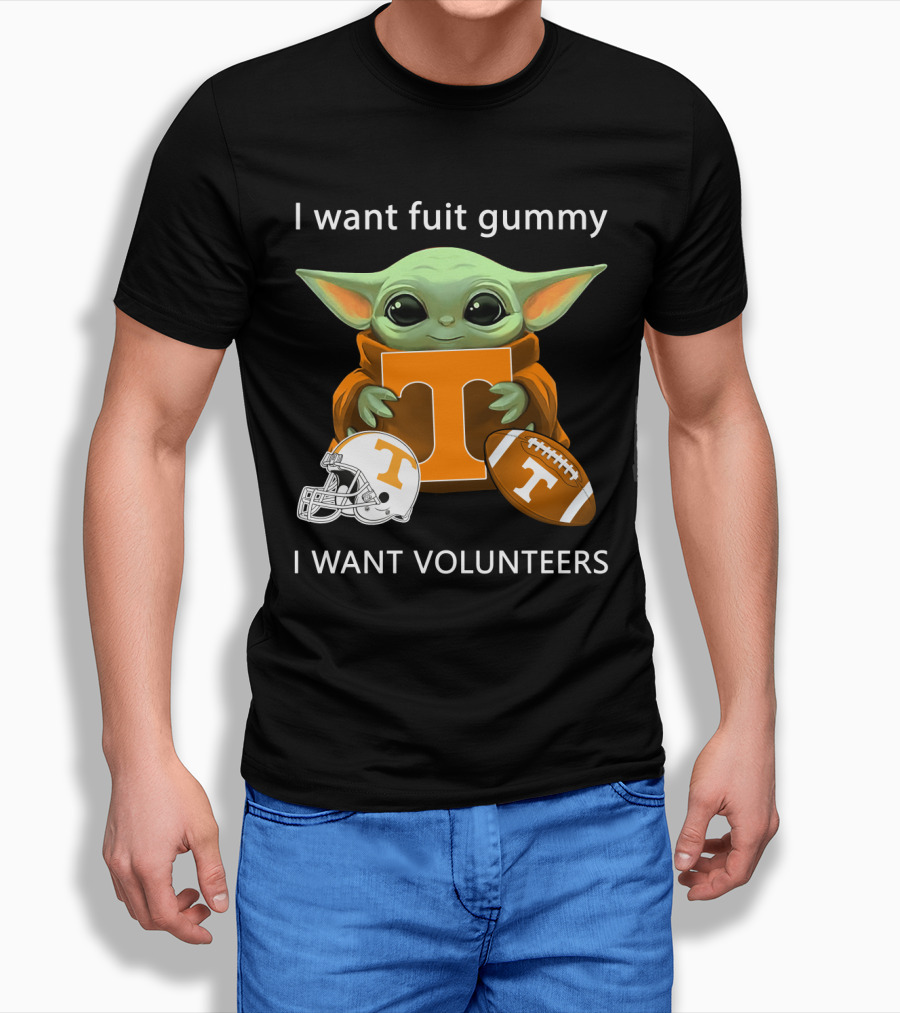 I Want Fuit Gummy T Volunteers Helmet Football Baby Yoda T-Shirt