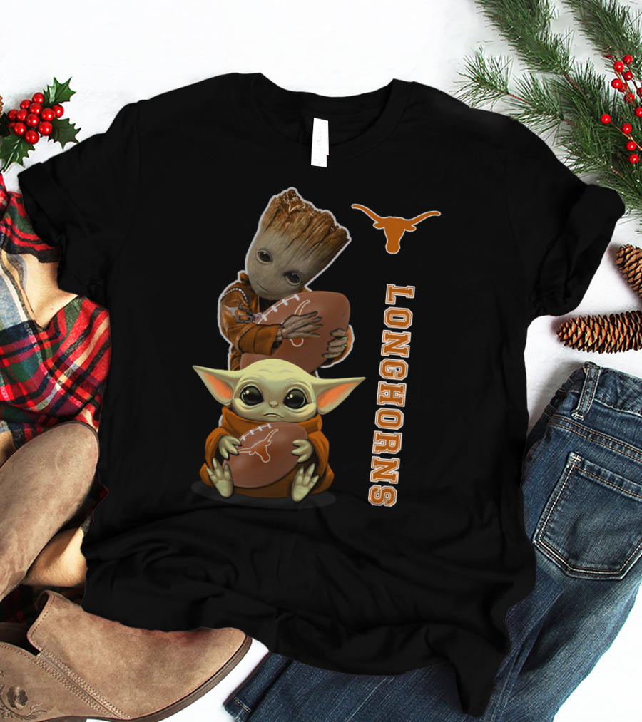 Longhorns Ncaa 41 Groot Baby Yoda Football T-Shirt
