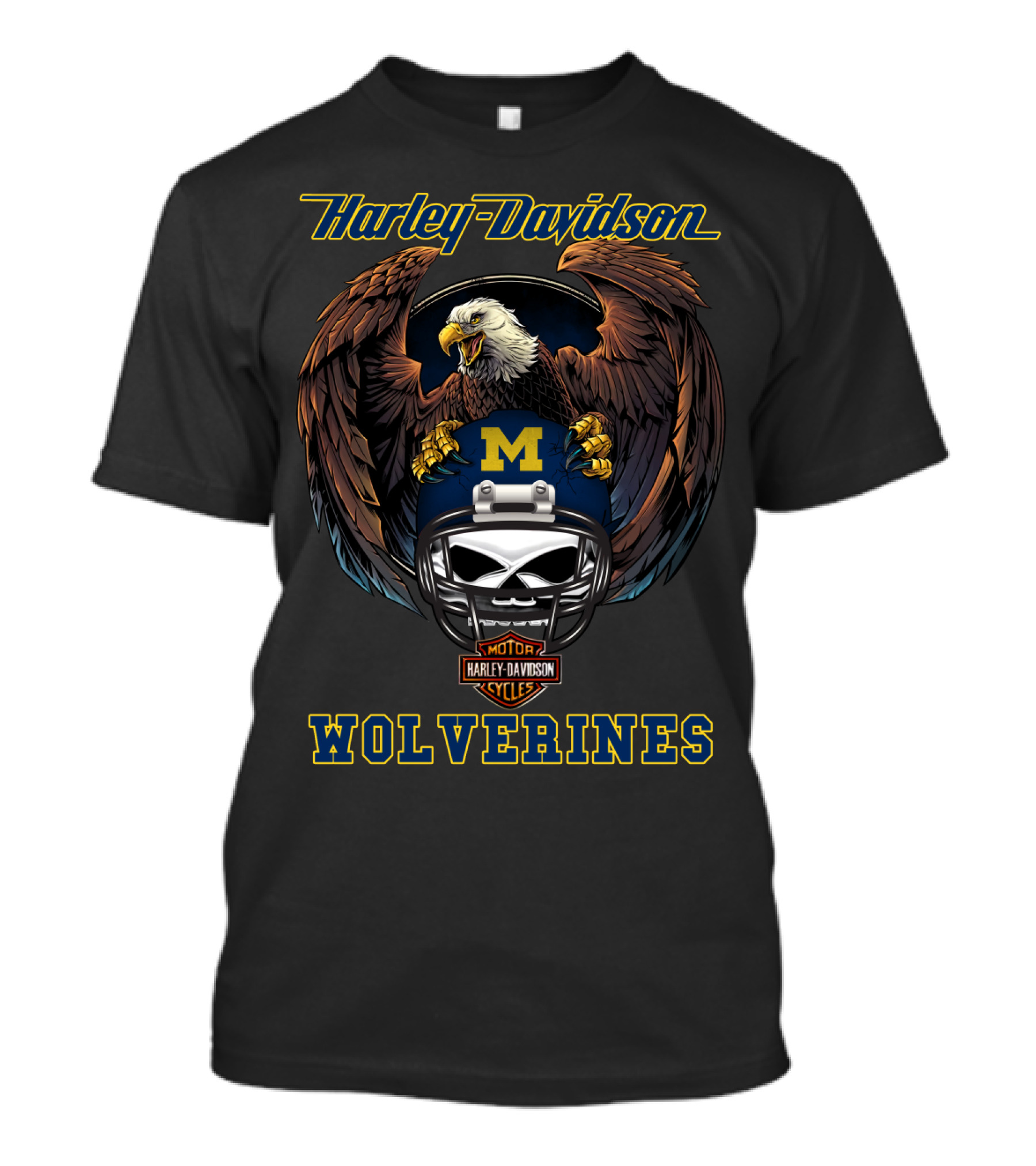 Harley Davidson Wolverines Michigan Football Bald Eagle T-Shirt