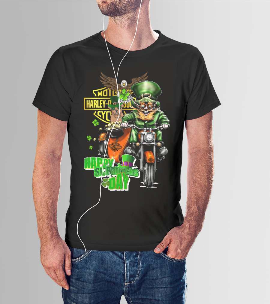 Harley Davidson Happy St. Patrick's Day Motorcycle Leprechaun T-Shirt