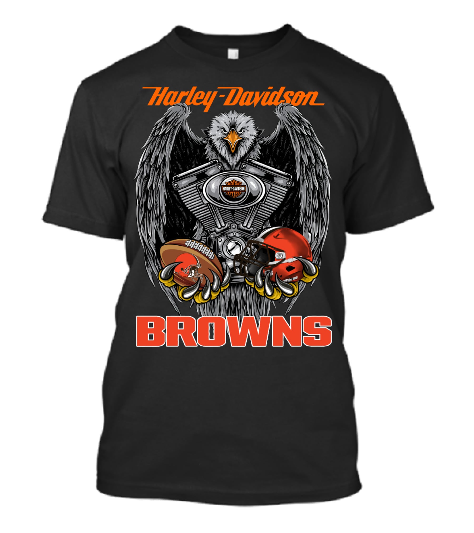 Harley Davidson Browns Eagle Engine Football Helmet T-Shirt