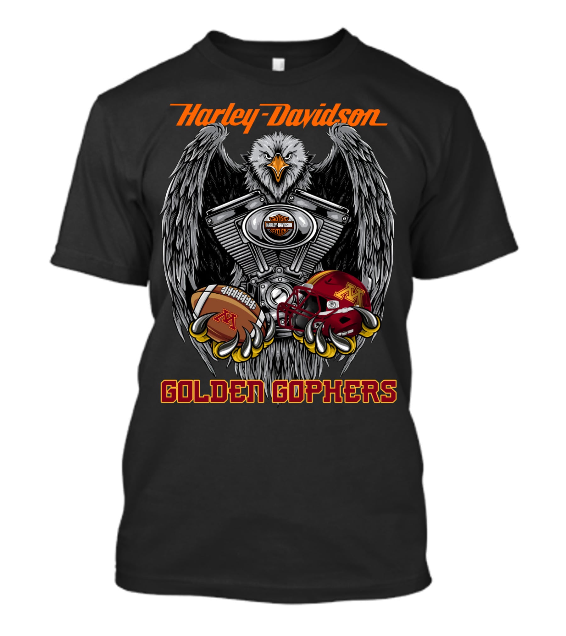 Harley Davidson Golden Gophers Football Eagle Engine T-Shirt
