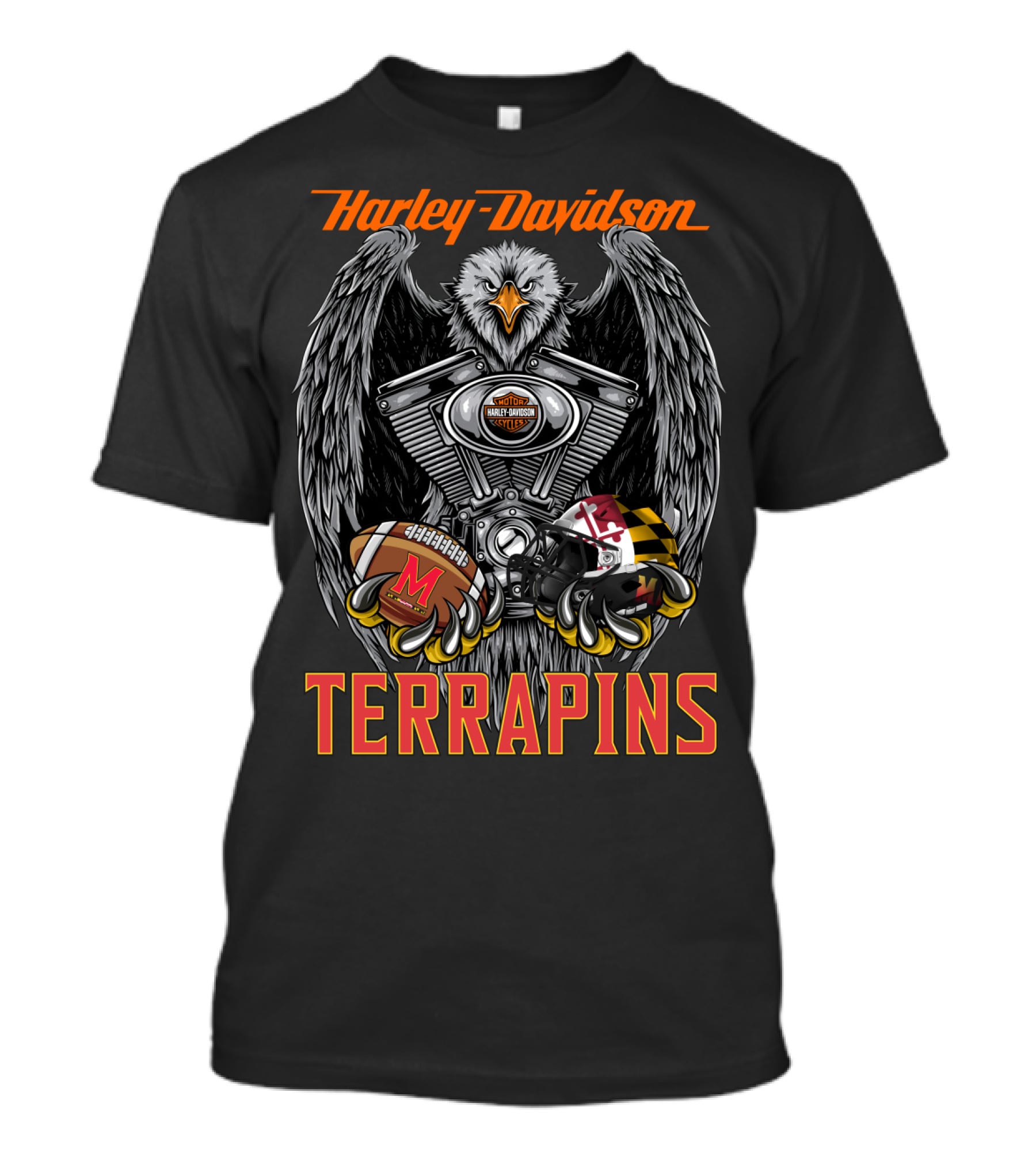 Harley Davidson Terrapins Football Eagle Engine Helmet T-Shirt