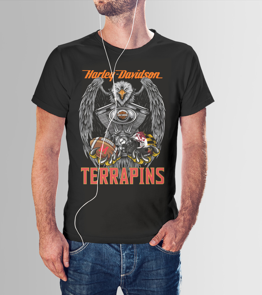 Harley Davidson Terrapins Football Eagle Engine Helmet T-Shirt