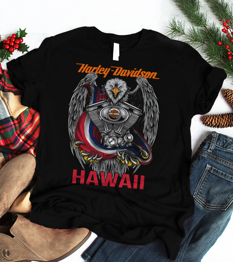 Harley Davidson Hawaii Eagle Engine Art T-Shirt