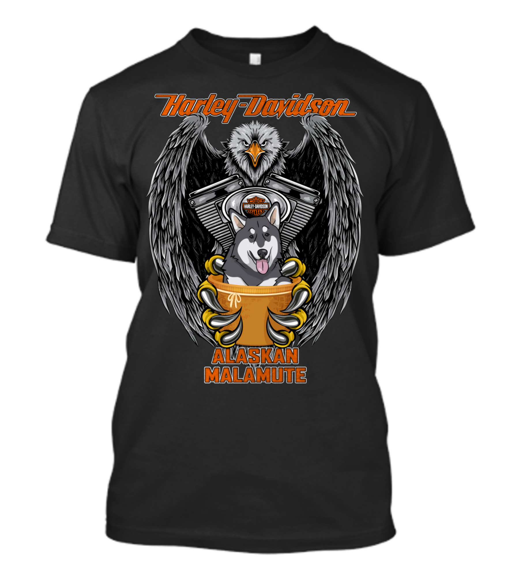Harley Davidson Alaskan Malamute Eagle Engine T-Shirt