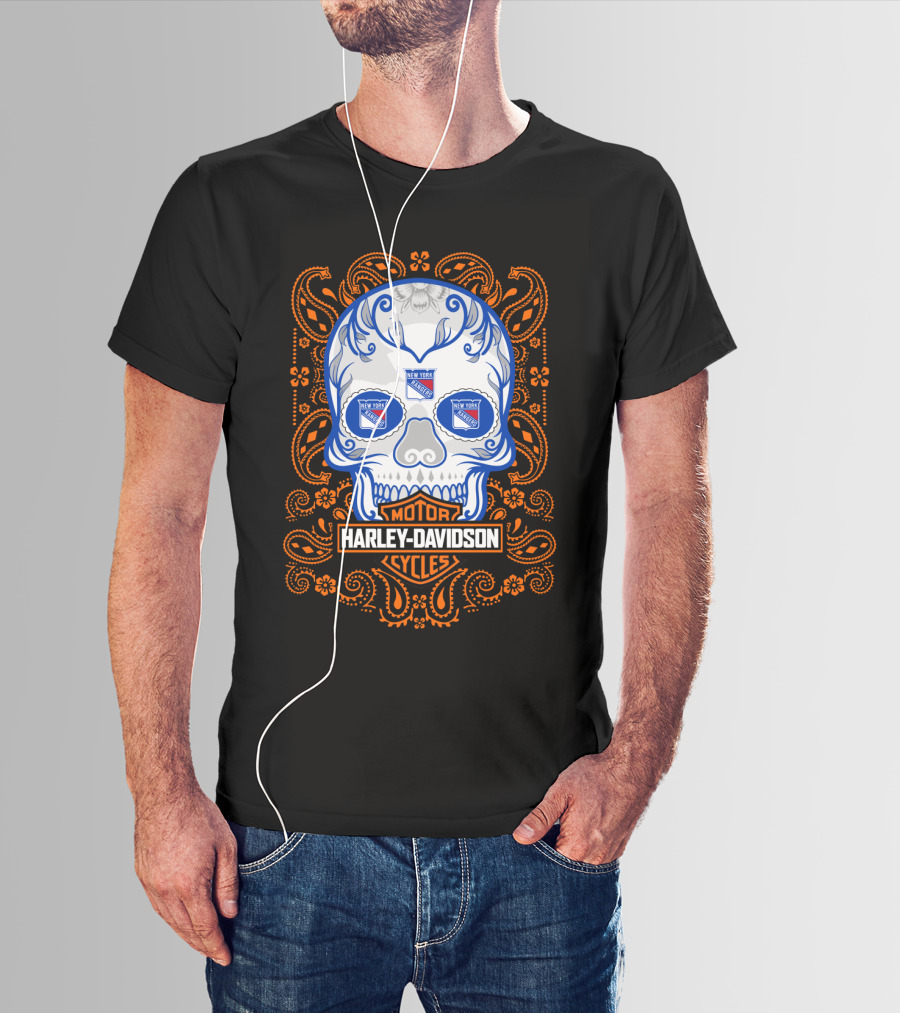 Harley Davidson Cycles Skull New York Rangers Nhl 102 Tvl T-Shirt
