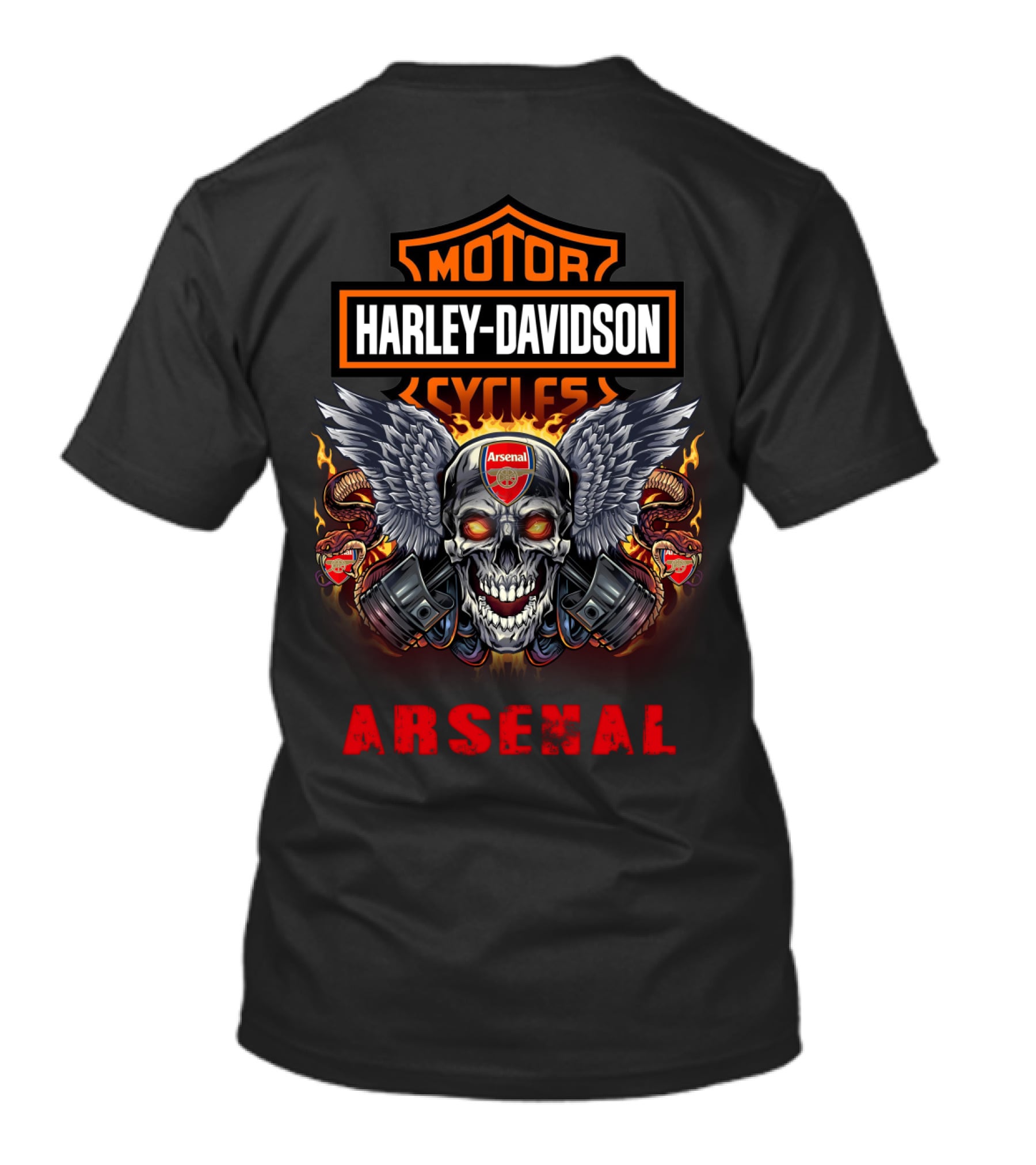 Harley Davidson Motor Cycles Arsenal Skull Wings T-Shirt