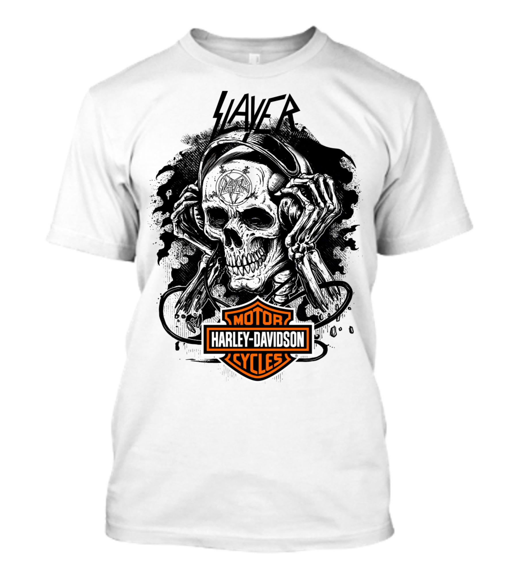 Slayer Skull With Harley Davidson Motorcycles T-Shirt