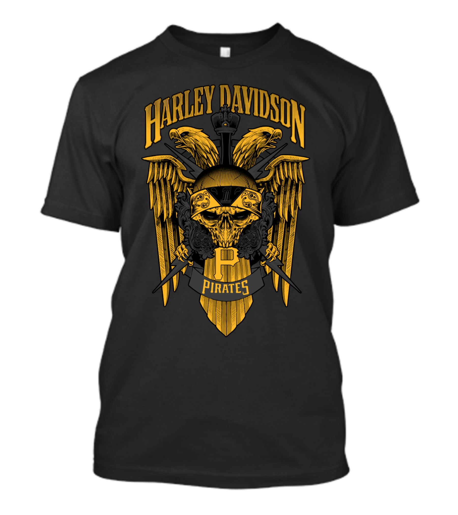 Harley Davidson Pirates P Pittsburgh Pirates Skull Wings T-Shirt