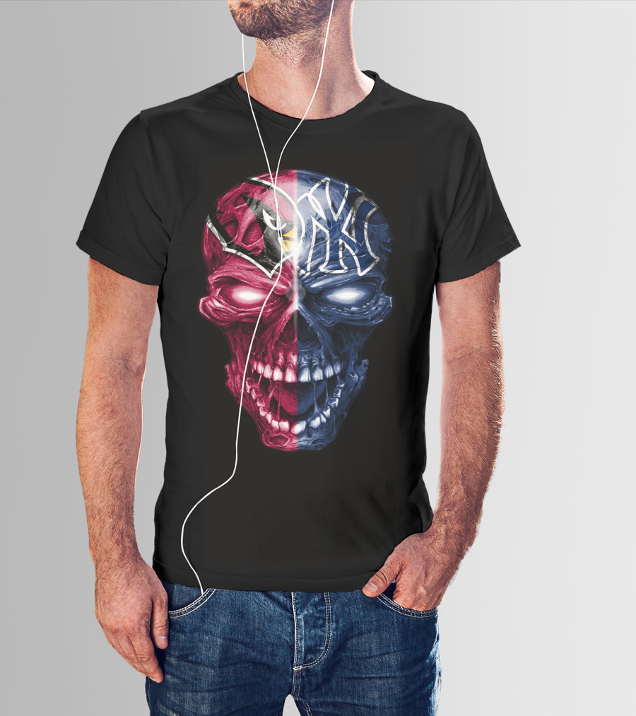 Arizona Cardinals New York Yankees Skull T-Shirt