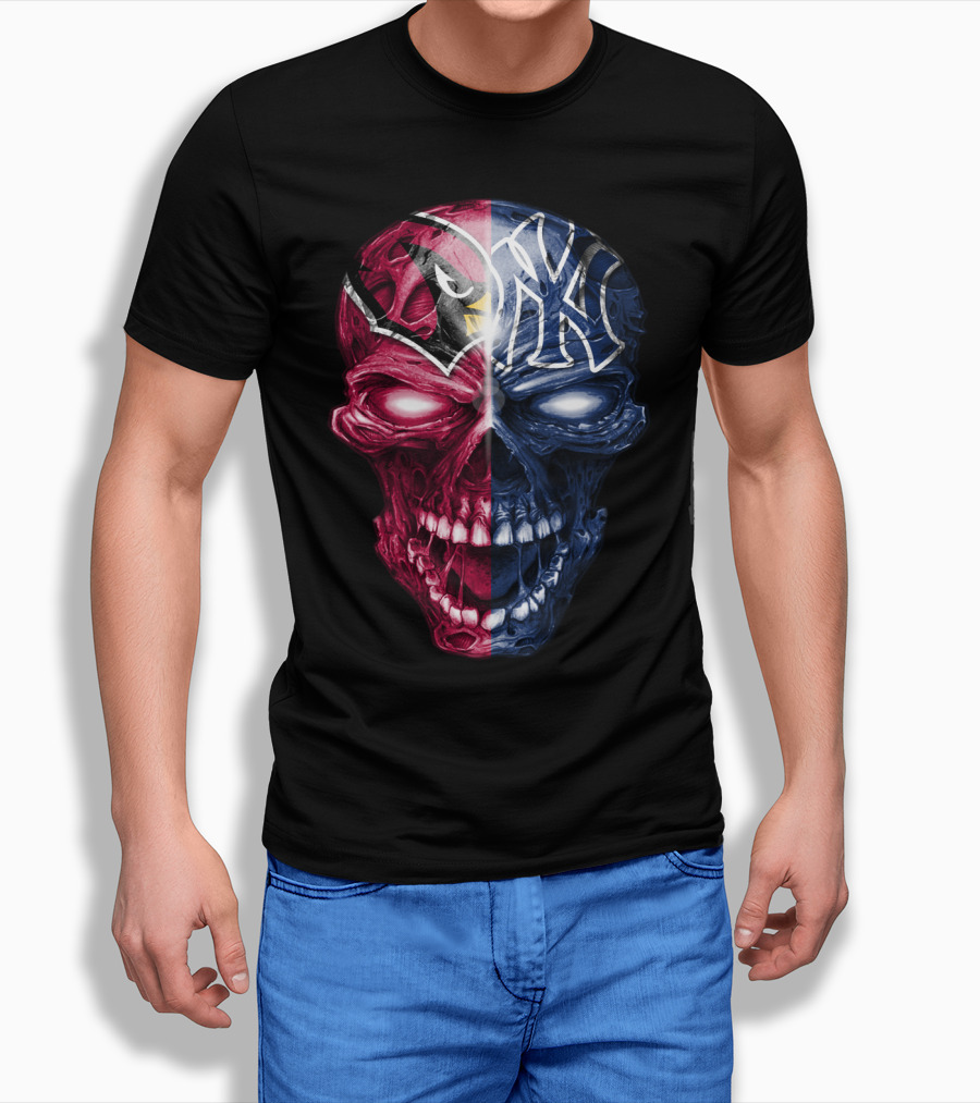 Arizona Cardinals New York Yankees Skull T-Shirt