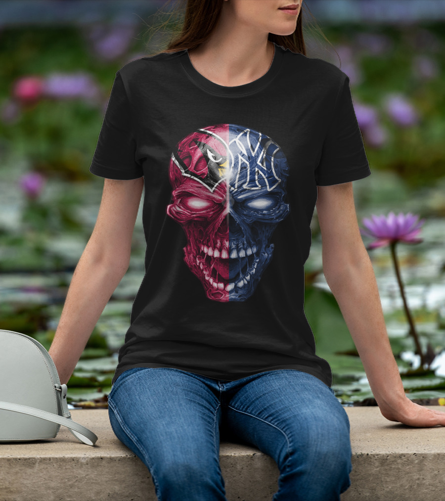 Arizona Cardinals New York Yankees Skull T-Shirt