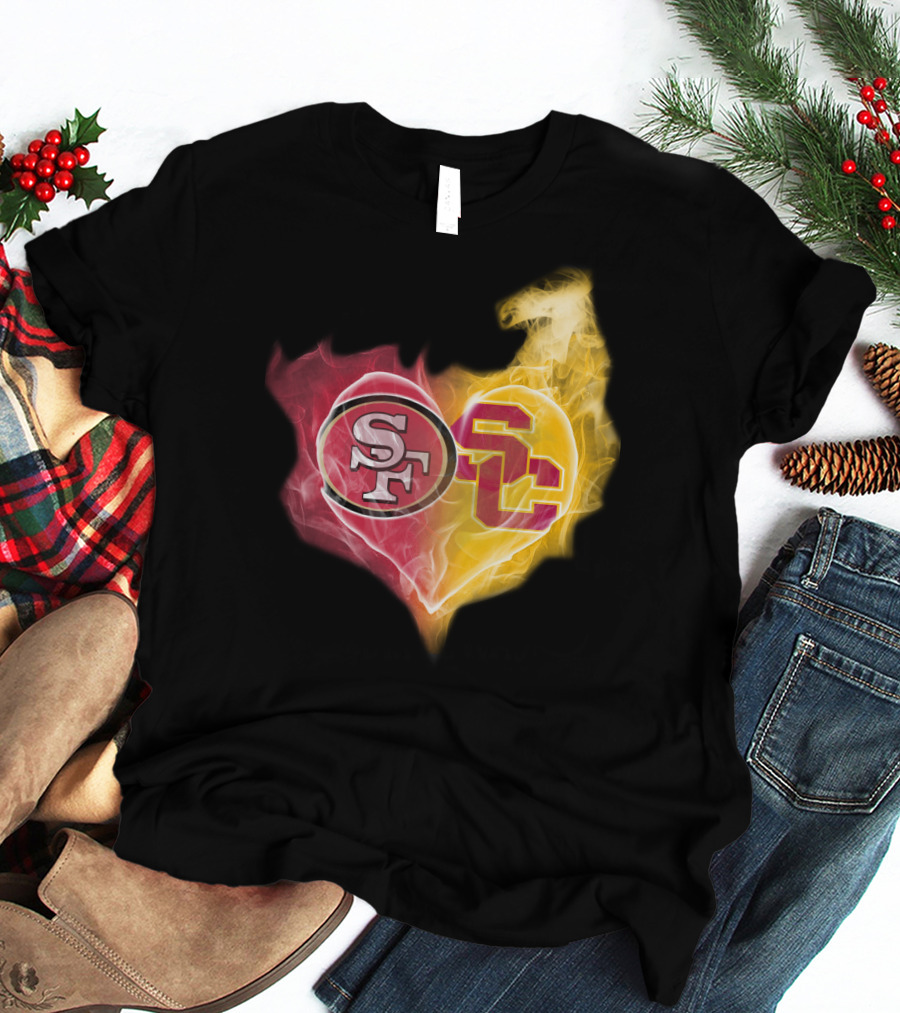49ers SF USC Trojans Heart Emblem T-Shirt