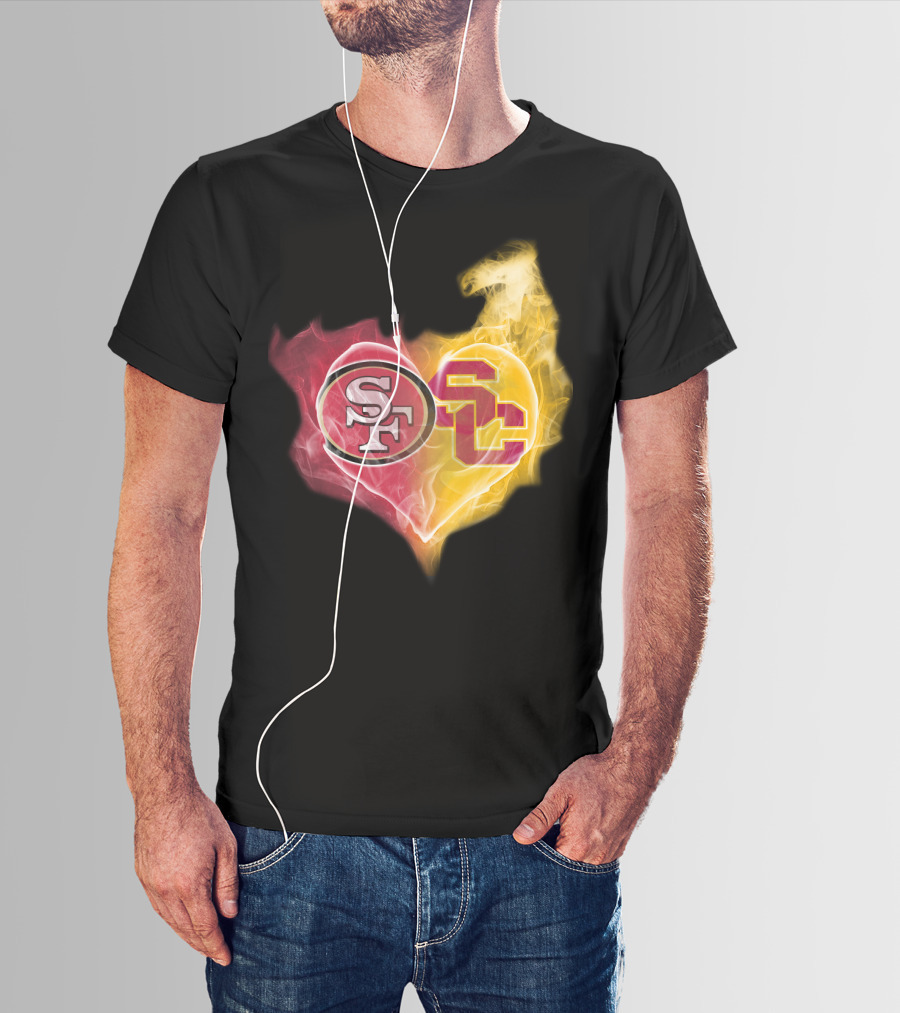 49ers SF USC Trojans Heart Emblem T-Shirt