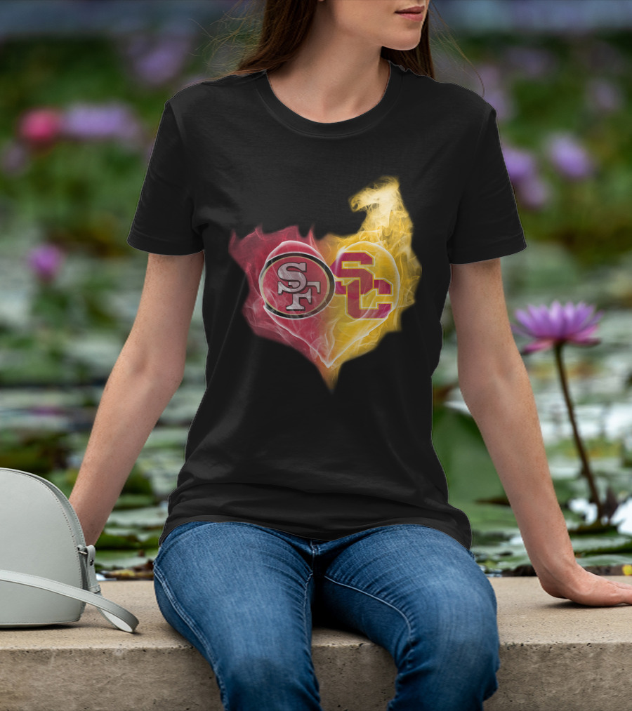 49ers SF USC Trojans Heart Emblem T-Shirt