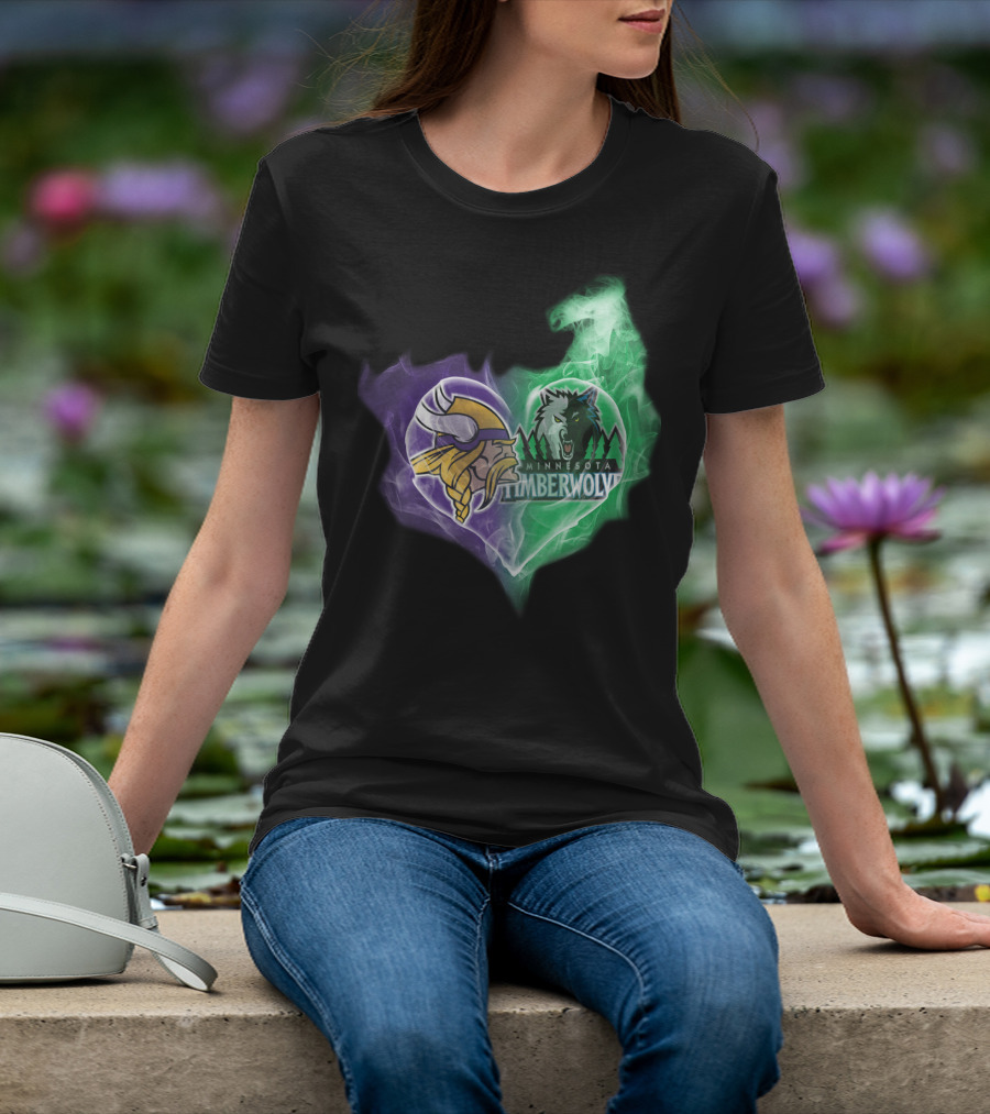 Vikings Minnesota Timberwolves Heart Logo Fusion T-Shirt