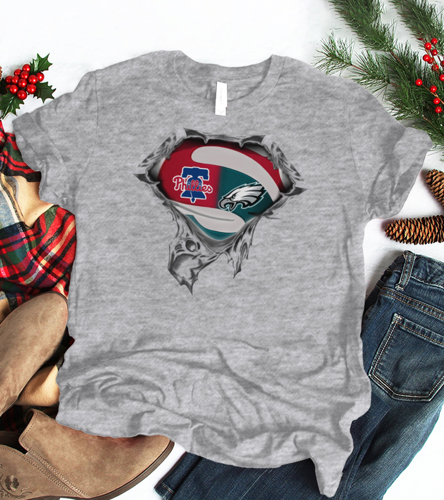 Phillies Eagles Logo Mashup Superhero Style T-Shirt