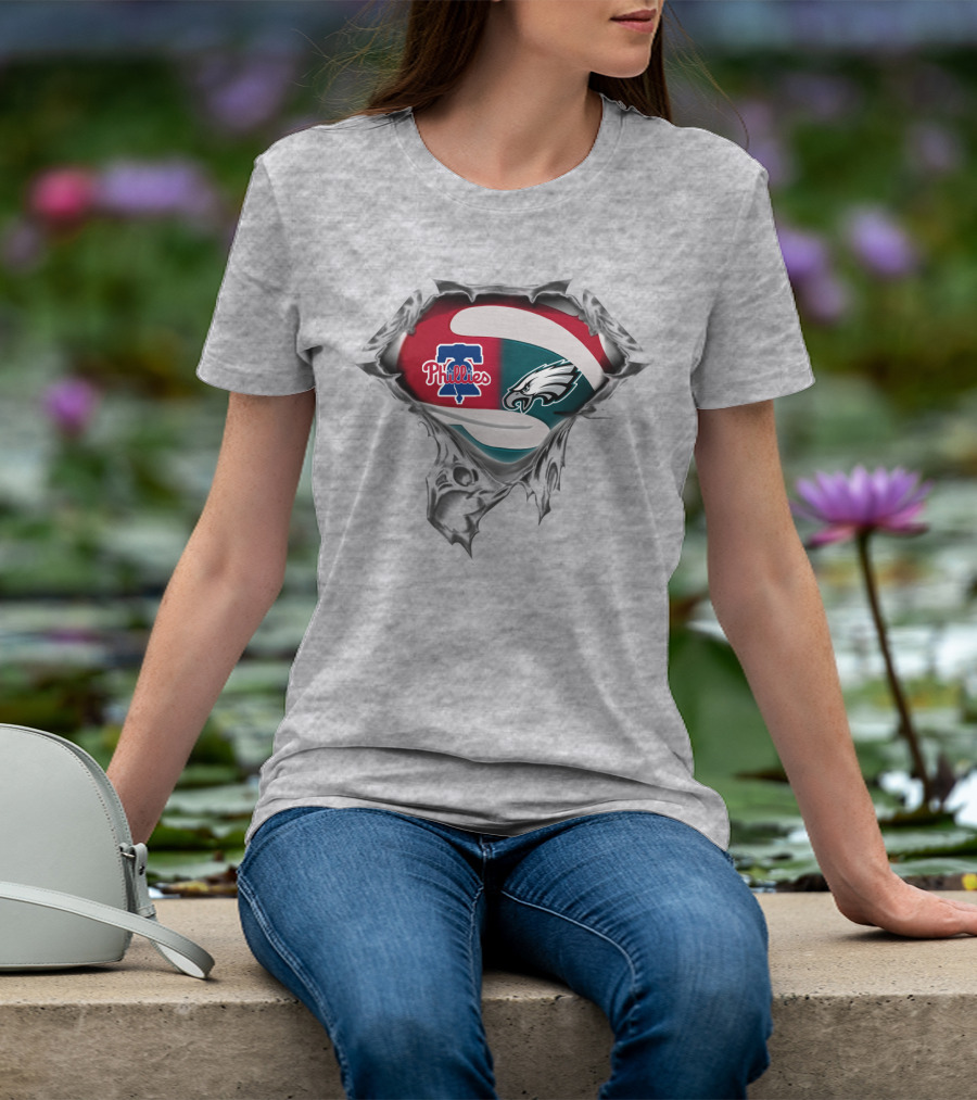 Phillies Eagles Logo Mashup Superhero Style T-Shirt