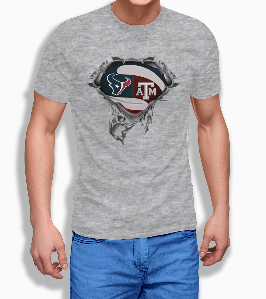 Texans A&M Aggies Logo Fusion Superhero Symbol T-Shirt