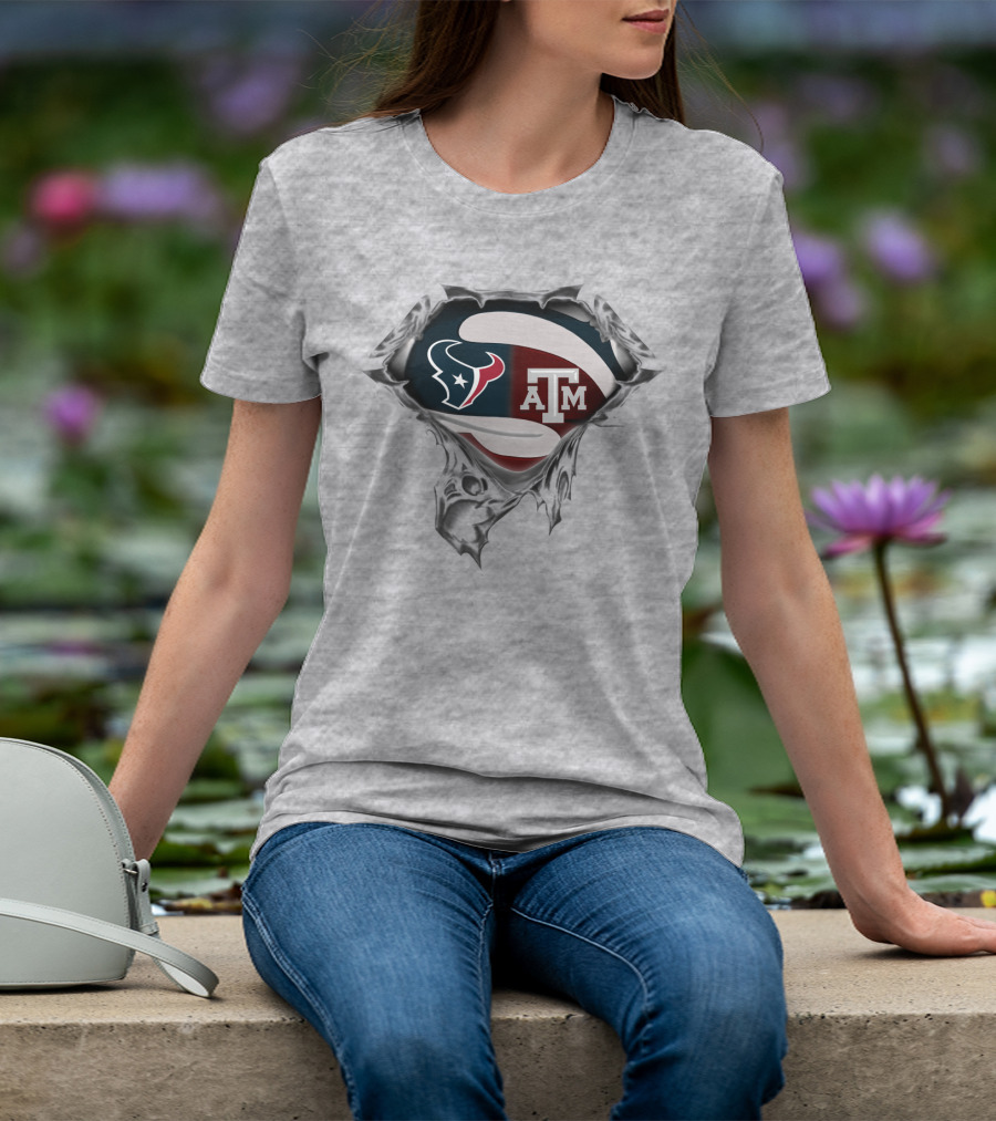 Texans A&M Aggies Logo Fusion Superhero Symbol T-Shirt