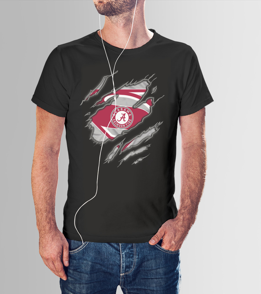 Alabama Crimson Tide Superman Logo Emblem With A Symbol And Red T-Shirt