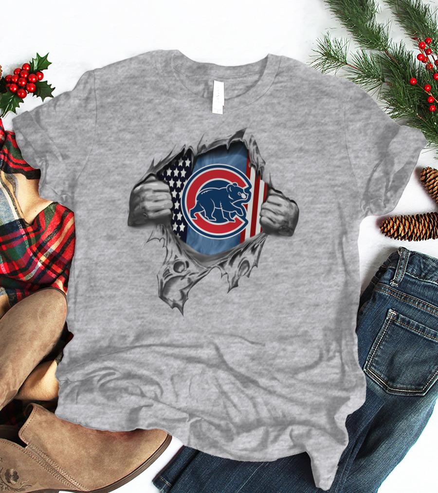 Chicago Cubs American Flag Logo Reveal T-Shirt