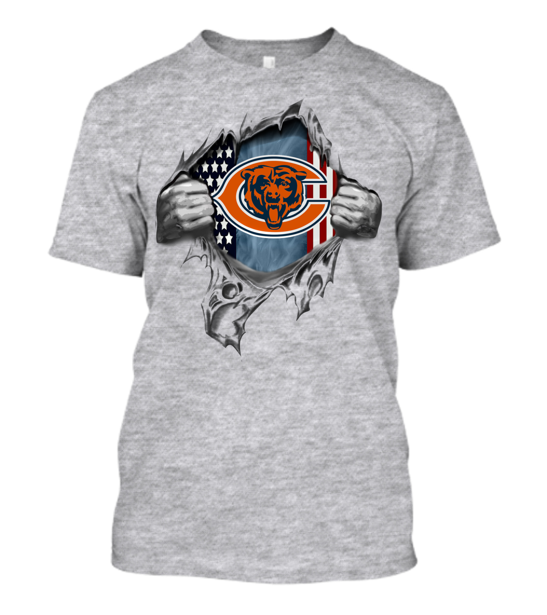 Chicago Bears American Flag Tear T-Shirt