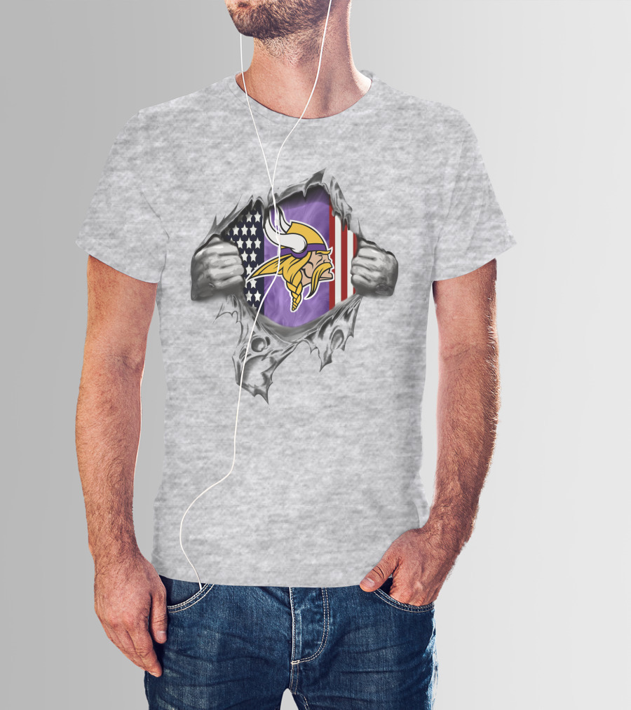 Minnesota Vikings American Flag Ripped T-Shirt