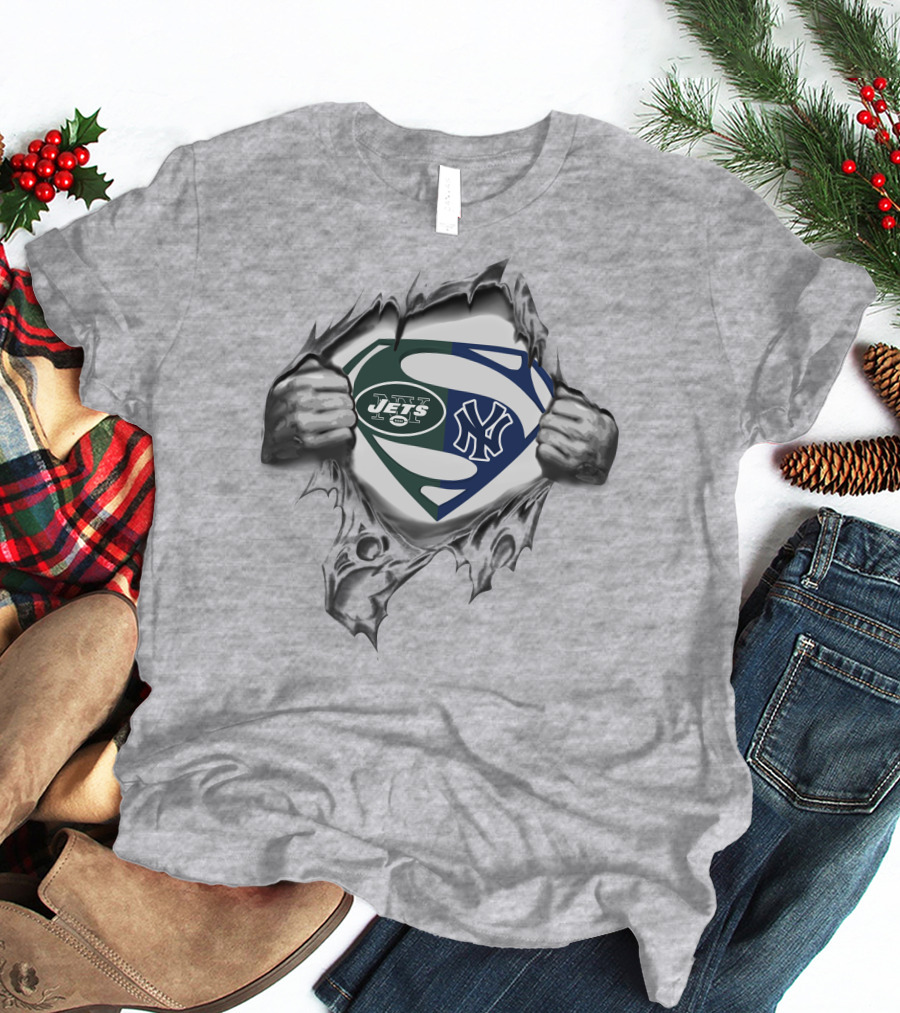 Jets New York Yankees Superman Logo Mashup T-Shirt