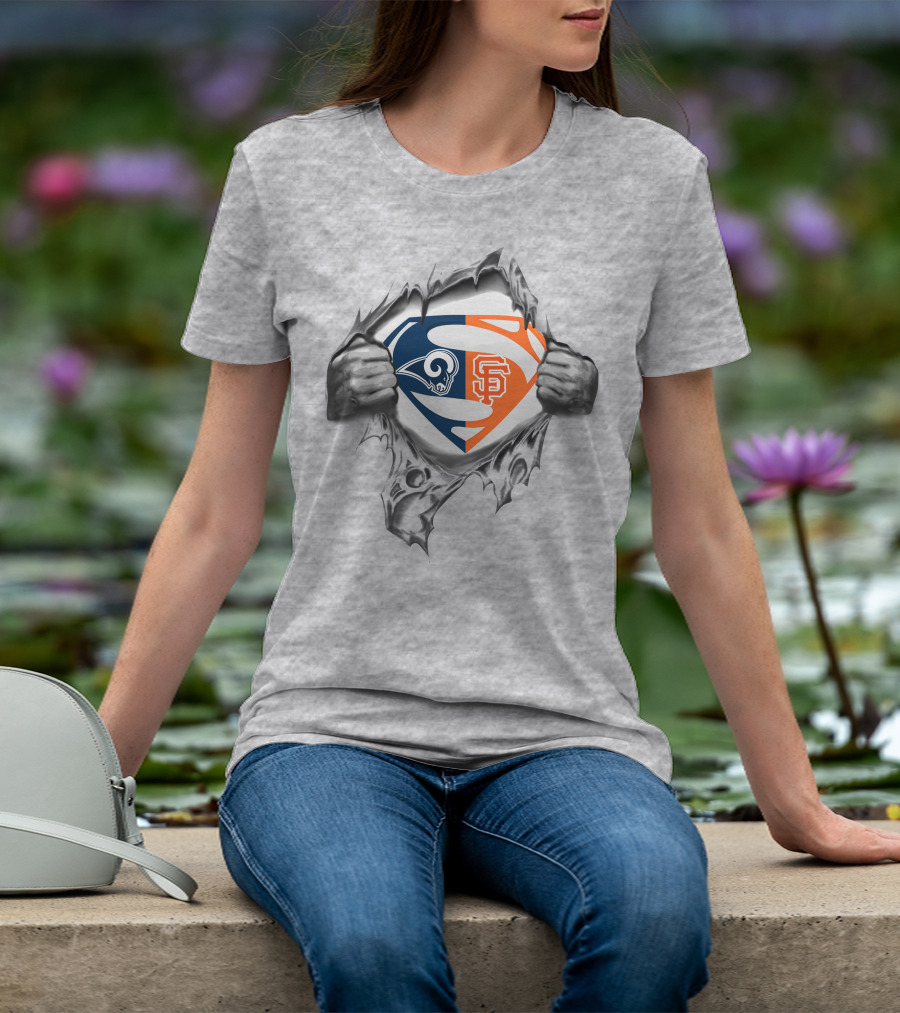 Rams San Francisco Giants Superman Logo Fusion T-Shirt