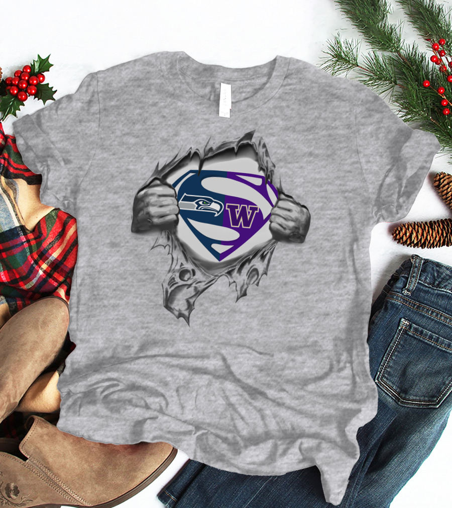 Seahawks Washington Huskies Superman T-Shirt