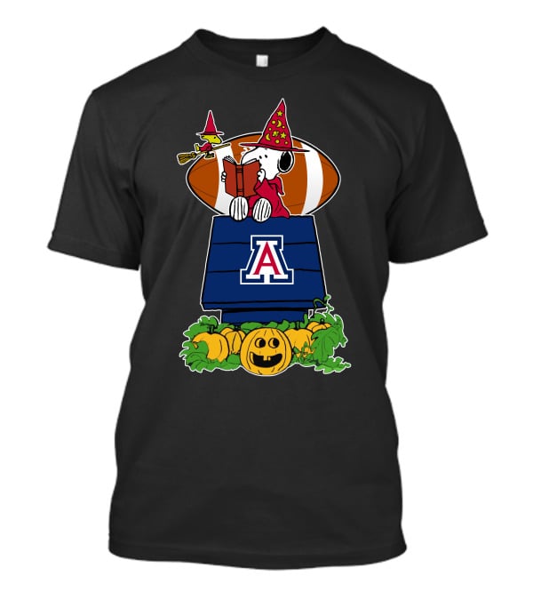 Arizona Wildcats Snoopy Halloween Football Pumpkin Scene T-Shirt