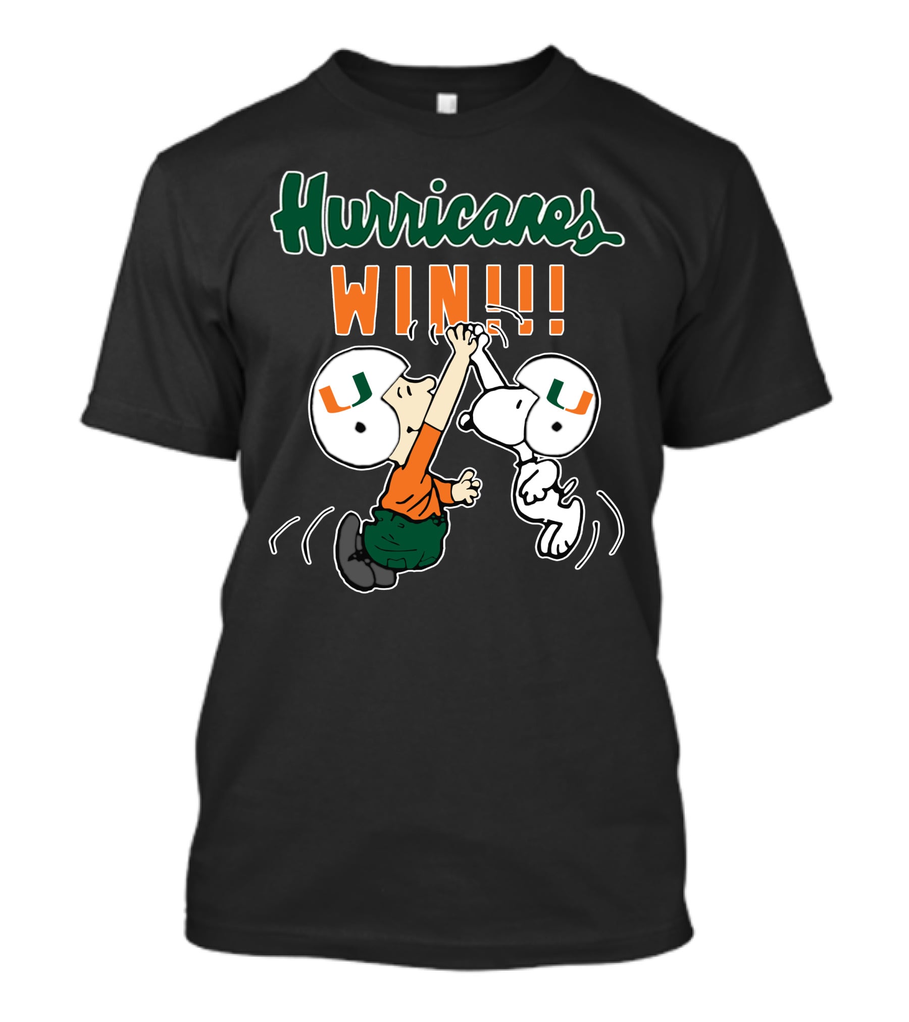 Hurricanes Win Miami Peanuts Characters Charlie Brown Snoopy Helmets T-Shirt