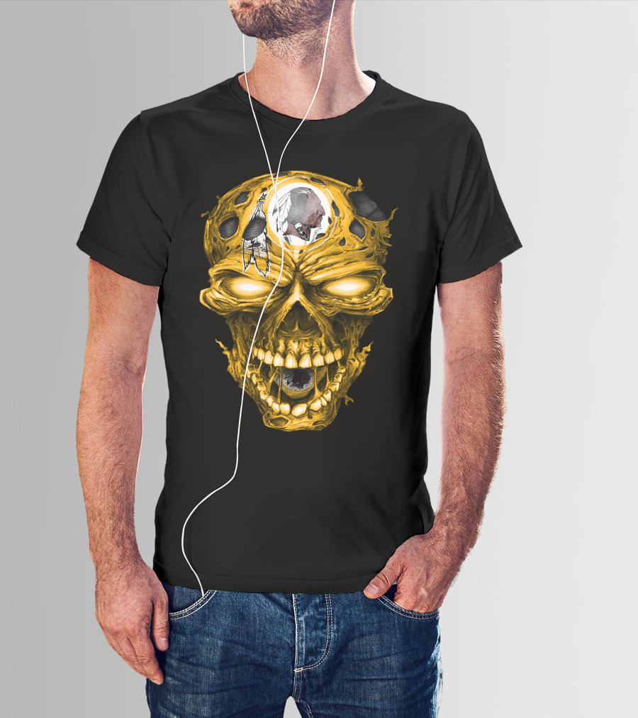 Washington Redskins Skull Emblem With Iconic Native American T-Shirt