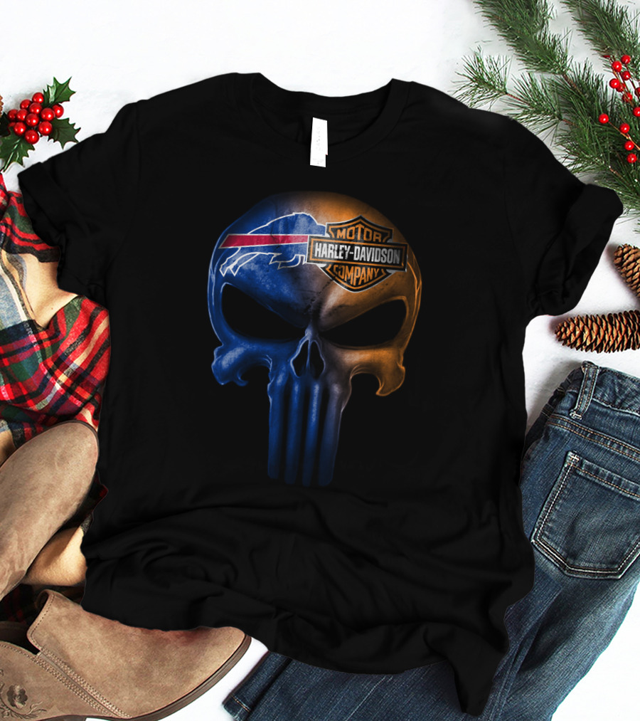 Buffalo Bills Skull Harley Davidson T-Shirt