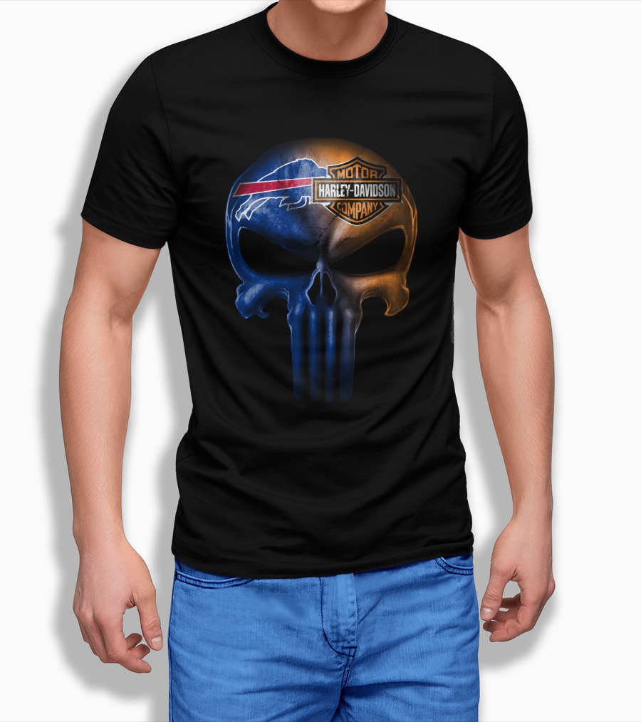 Buffalo Bills Skull Harley Davidson T-Shirt