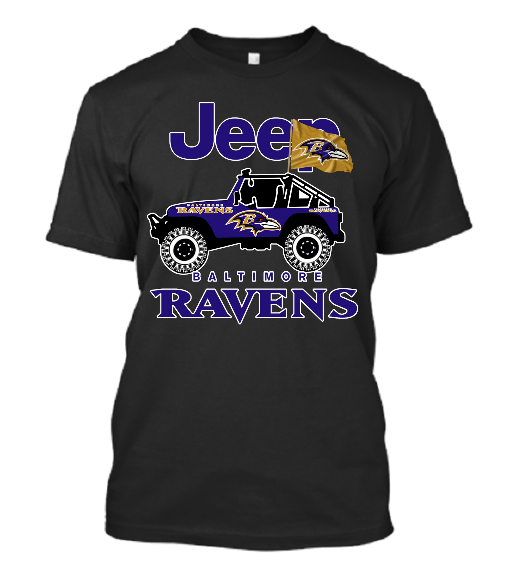 Jeep Baltimore Ravens Flag Logo Iconic Team Representation T-Shirt