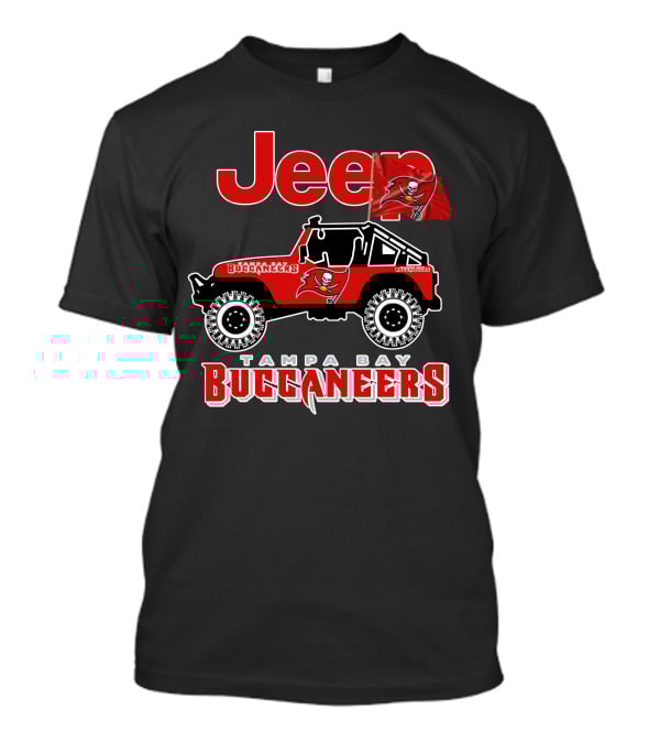 Tampa Bay Buccaneers Jeep With Logo And Flag T-Shirt