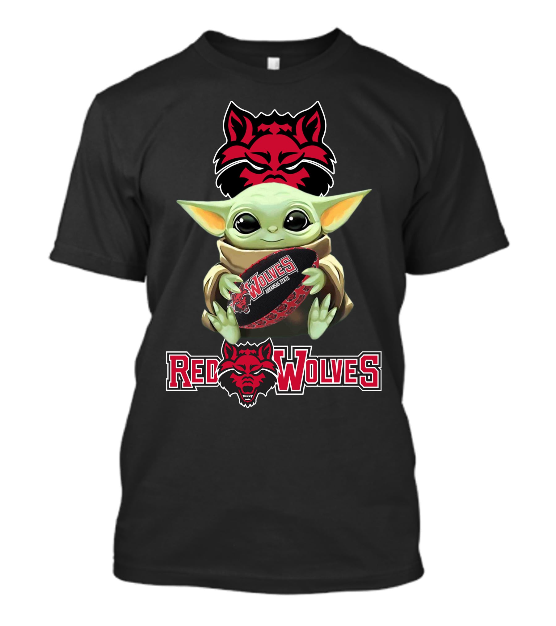 Arkansas State Red Wolves Baby Yoda Star Wars Football T-Shirt