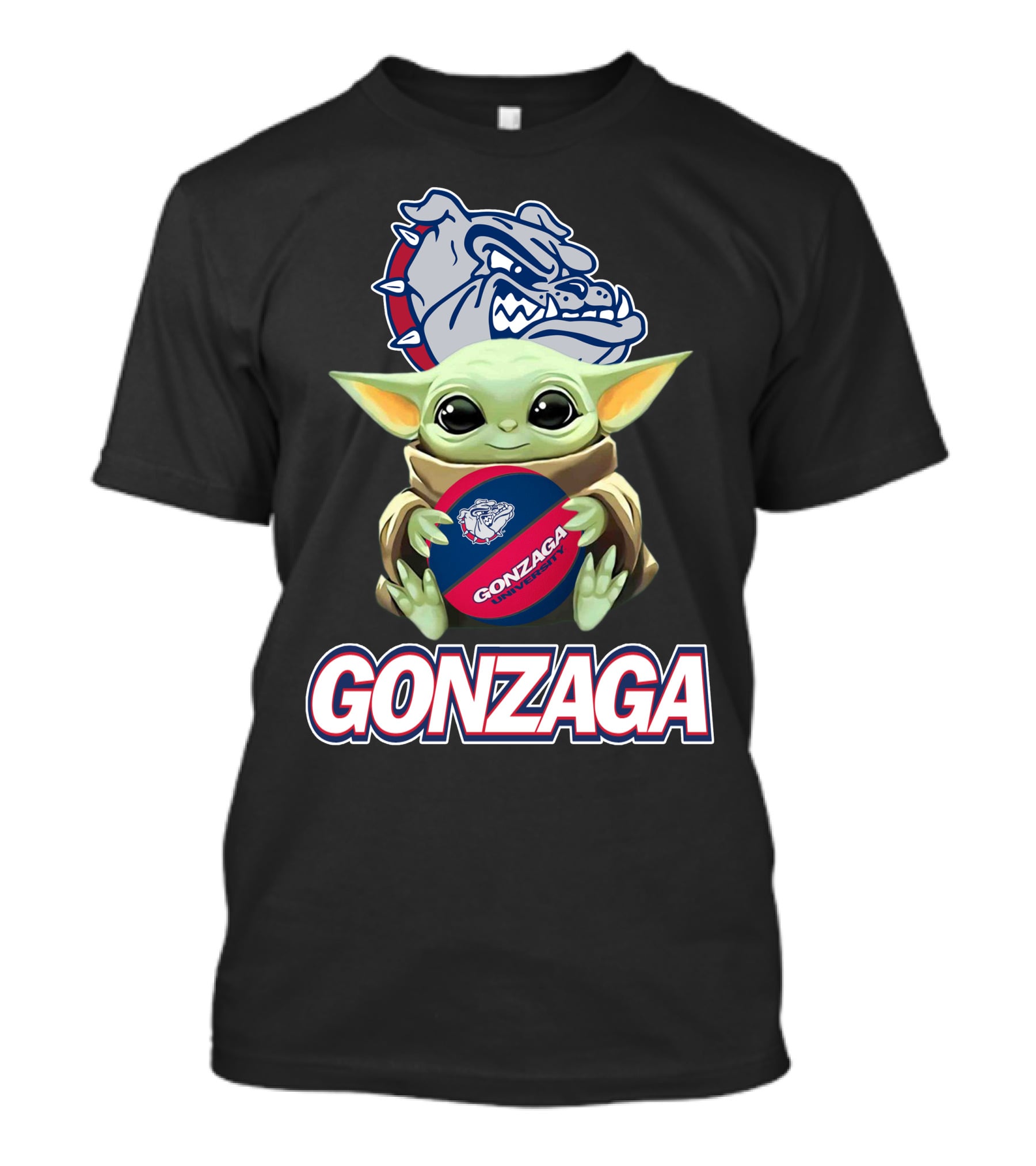 Gonzaga Bulldogs Baby Yoda Holding Basketball T-Shirt