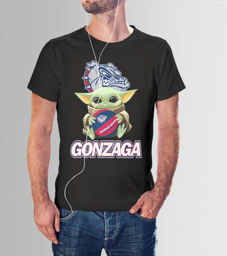 Gonzaga Bulldogs Baby Yoda Holding Basketball T-Shirt