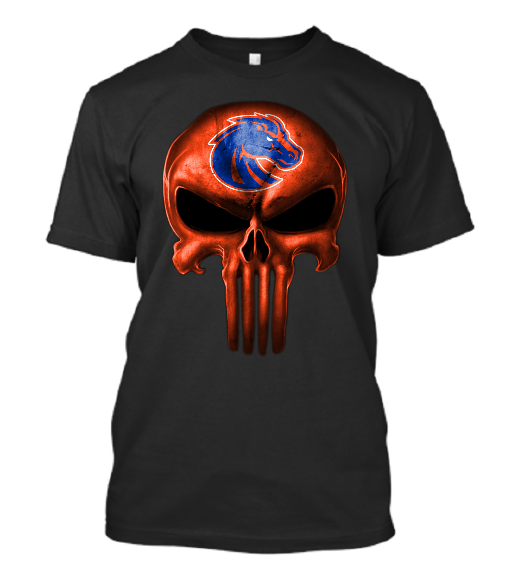 Boise State Broncos Skull Logo Punisher Inspired T-Shirt