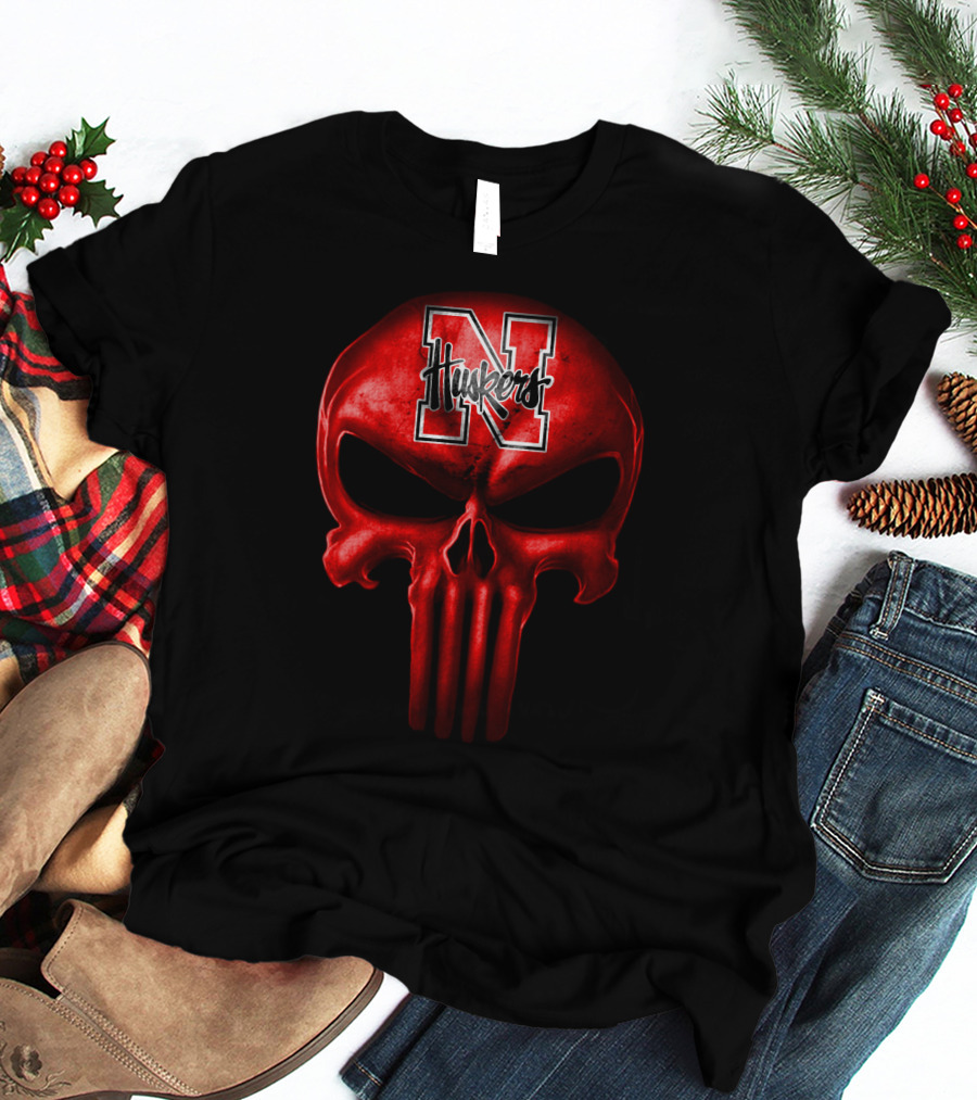 Nebraska Cornhuskers N Huskers Skull T-Shirt