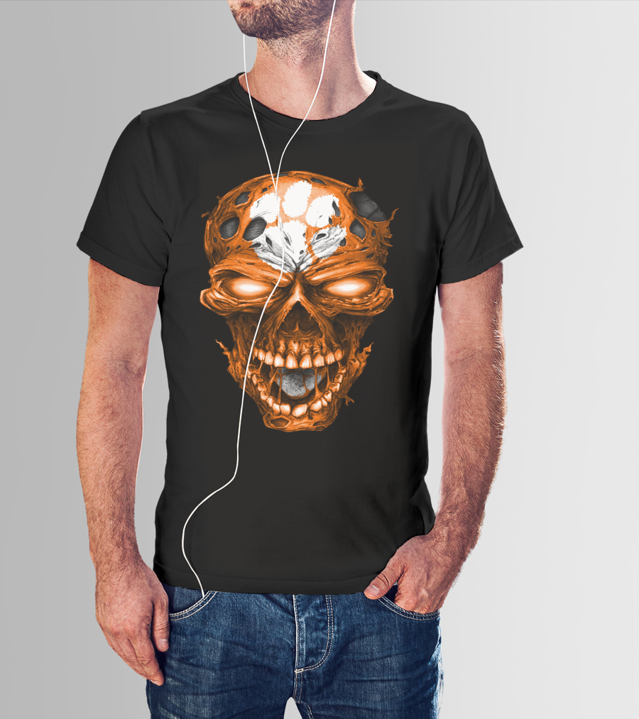 Clemson Tigers Skull Paws T-Shirt